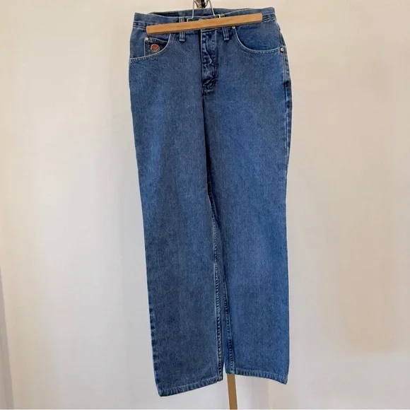 VINTAGE! Women’s 90’s Wrangler Denim Embroidered Jeans Blue Size 27 Boot Cut - Picture 12 of 14